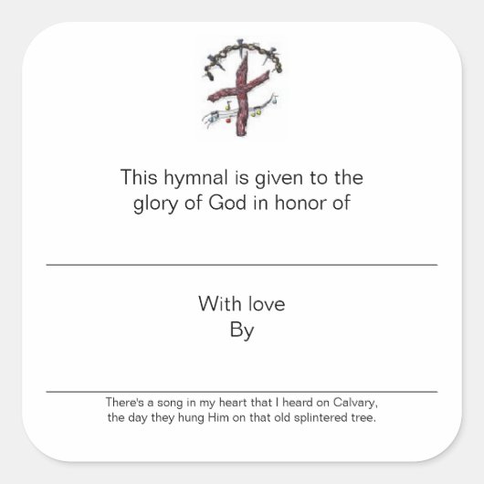 Hymische Borden ter ere van Vierkante Sticker (Voorkant)