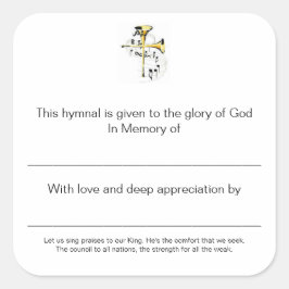 Hymnal Borden ter nagedachtenis van Vierkante Sticker