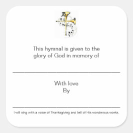 Hymnal Borden ter nagedachtenis van Vierkante Sticker