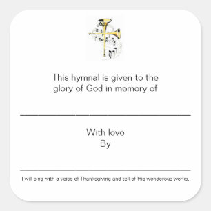 Hymnal Borden ter nagedachtenis van Vierkante Sticker