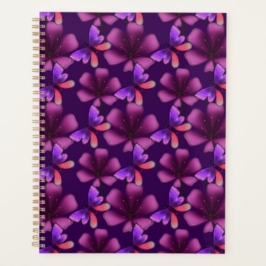 Hyper-Bloom Paarse Vlinder: Donker Bloemig Planner (Voorkant)