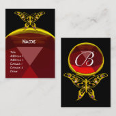 HYPER BUTTERFLES RUBY MONOGRAM zwart rood geel Visitekaartje (Voorkant / Achterkant)