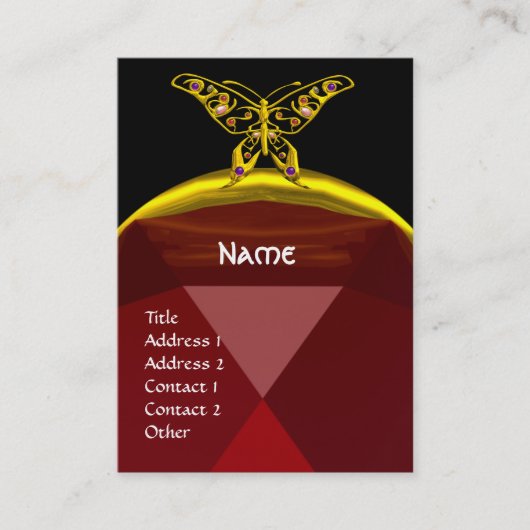 HYPER BUTTERFLES RUBY MONOGRAM zwart rood geel Visitekaartje (Voorkant)