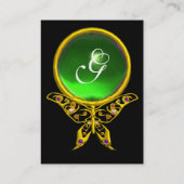 HYPER BUTTERFLY EMERALD MONOGRAM, groen geel Visitekaartje (Achterkant)