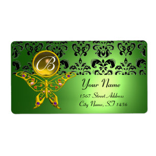 HYPER BUTTERFLY MONOGRAM green damask topaz Etiket