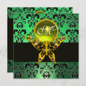 HYPER BUTTERFLY MONOGRAM, groene vocht, gele geit Kaart (Voorkant / Achterkant)