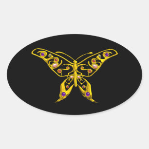 HYPER BUTTERFLY, zwart Ovale Sticker