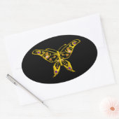 HYPER BUTTERFLY, zwart Ovale Sticker (Envelop)