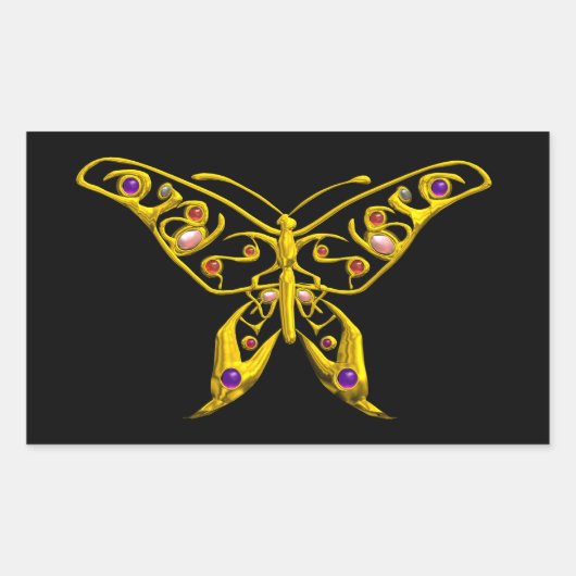 HYPER BUTTERFLY, zwart Rechthoekige Sticker (Voorkant)