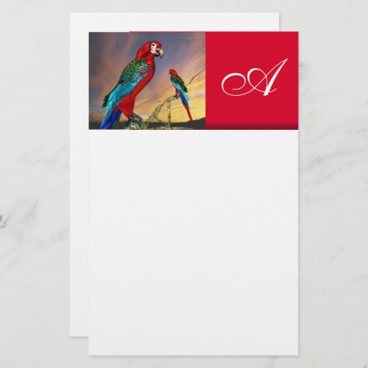 HYPER DELEN/RODE ARA MONOGRAM, wit Briefpapier (Voorkant / Achterkant)