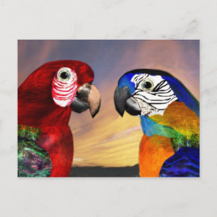 HYPER DELEN / RODE EN BLAUWE ARA BRIEFKAART