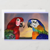 HYPER DELEN / RODE EN BLAUWE ARA BRIEFPAPIER (Voorkant / Achterkant)