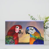 HYPER DELEN / RODE EN BLAUWE ARA BRIEFPAPIER (Staand voorkant)