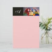HYPER DELEN / RODE EN BLAUWE ARA MONOGRAM roze Briefpapier (Staand voorkant)