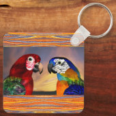 HYPER DELEN/RODE EN BLAUWE ARA SLEUTELHANGER (Achterkant)