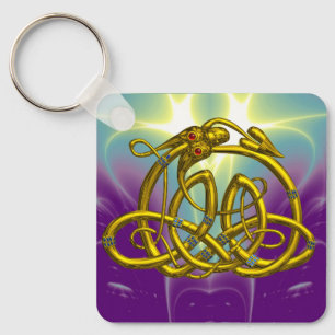 HYPER DRAGON Gold Celtic Knoopjes met edelstenen Sleutelhanger