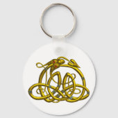 HYPER DRAGON Gold Celtic knots in witte Sleutelhan Sleutelhanger (Achterkant)