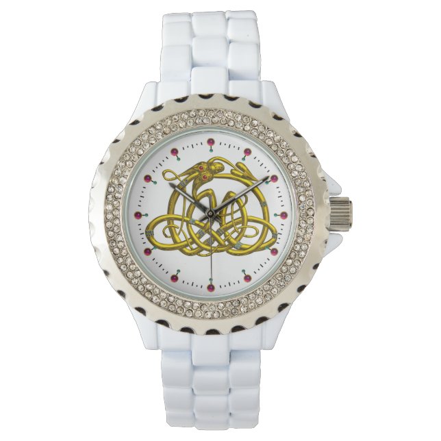 HYPER DRAGON, GOUDE CELTISCHE KENNIS EN GEMSTONES  HORLOGE (Voorkant)
