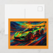 hyper gestileerde raceauto briefkaart (Voorkant / Achterkant)
