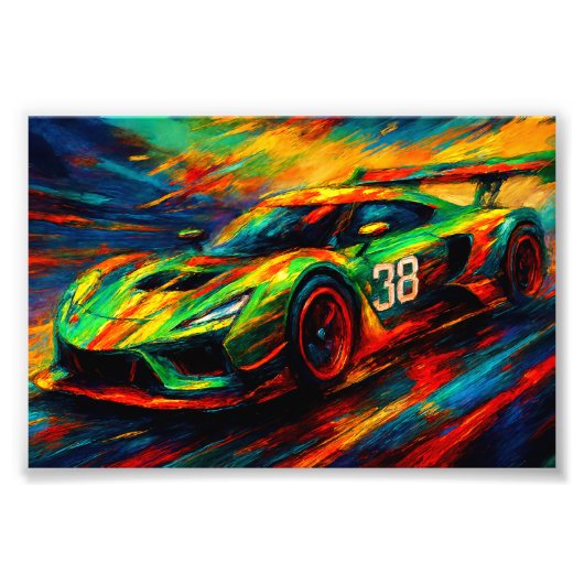 hyper gestileerde raceauto foto afdruk (Voorkant)