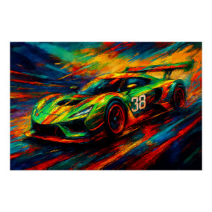 hyper gestileerde raceauto perfect poster
