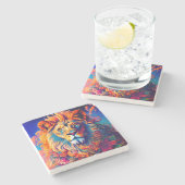 Hyper Kleurrijke Leeuw Marmeren Mok Onderzetter - (Zijkant)