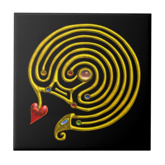 HYPER LABYRINT, zwart Tegeltje (Voorkant)