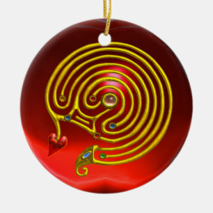 HYPER LABYRINTH Red Ruby en Blue Sapphire Keramisch Ornament