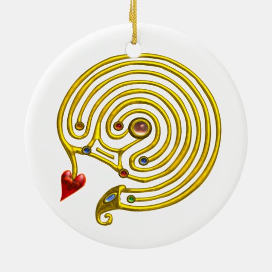 HYPER LABYRINTH wit en rood Keramisch Ornament (Achterkant)