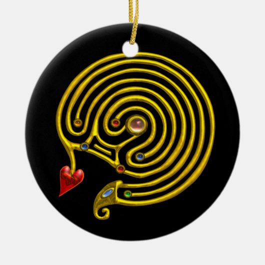 HYPER LABYRINTH zwart-wit Keramisch Ornament (Voorkant)