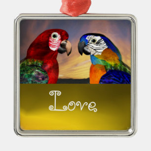 HYPER PARROTS / BLAUW EN RED ARA Topaz Love Metalen Ornament