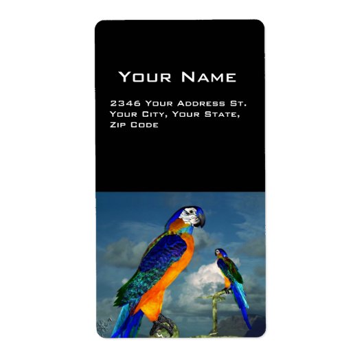 HYPER PARROTS/BLAUWE ARA ETIKET (Voorkant)