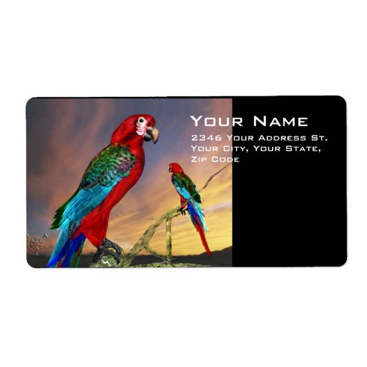 HYPER PARROTS/BLAUWE ARA ETIKET (Voorkant)