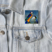 HYPER PARROTS/BLAUWE ARA VIERKANTE BUTTON 5,1 CM (In situ)