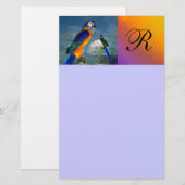 HYPER PARROTS/BLUE ARA MONOGRAM BRIEFPAPIER (Voorkant / Achterkant)