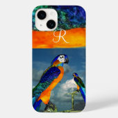 HYPER PARROTS/BLUE ARA MONOGRAM Case-Mate iPhone CASE (Achterkant)