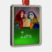 HYPER PARROTS/BLUE EN RED ARA Emerald Love Metalen Ornament (Rechts)