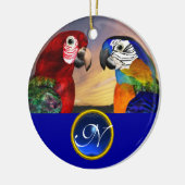 HYPER PARROTS BLUE SAPPHIRE GEM MONOGRAM Love Keramisch Ornament (Links)