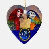 HYPER PARROTS BLUE SAPPHIRE GEM MONOGRAM Love Keramisch Ornament (Rechts)