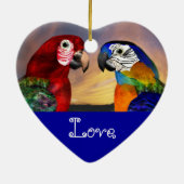 HYPER PARROTS BLUE SAPPHIRE GEM MONOGRAM Love Keramisch Ornament (Achterkant)
