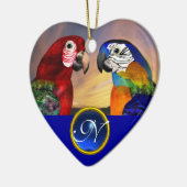 HYPER PARROTS BLUE SAPPHIRE GEM MONOGRAM Love Keramisch Ornament (Links)