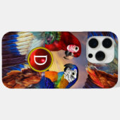 HYPER PARROTS/RED EN BLAUWE ARA GEMSTONE MONOGRAM Case-Mate iPhone CASE (Achterkant (horizontaal))