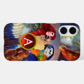 HYPER PARROTS/RED EN BLAUWE ARA GEMSTONE MONOGRAM Case-Mate iPhone CASE (Achterkant (horizontaal))