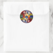 HYPER PARROTS/RED EN BLAUWE ARA GEMSTONE MONOGRAM RONDE STICKER (Tas)