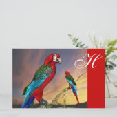 HYPER PARROTS/RODE ARA-MONOGRAM BRIEFPAPIER (Staand voorkant)