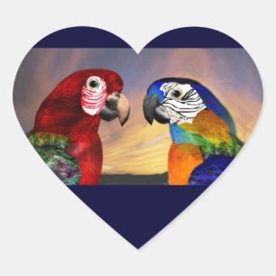 HYPER PARROTS / RODE EN BLAUW ARA hart Sticker