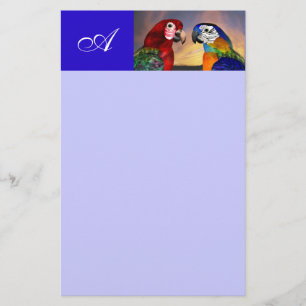 HYPER PARROTS/RODE EN BLAUWE ARA-MONOGRAM BRIEFPAPIER