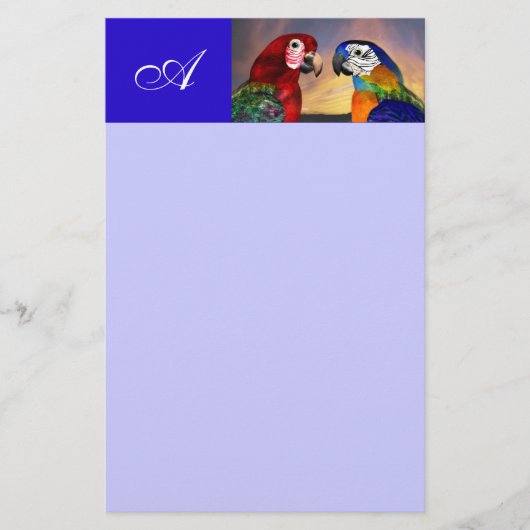 HYPER PARROTS/RODE EN BLAUWE ARA-MONOGRAM BRIEFPAPIER (Voorkant)