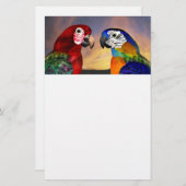 HYPER PARROTS / RODE EN BLAUWE ARA, wit Briefpapier (Voorkant / Achterkant)