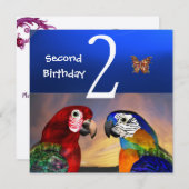 HYPER PARROTS/Second Birthday Party, Champagne Kaart (Voorkant / Achterkant)